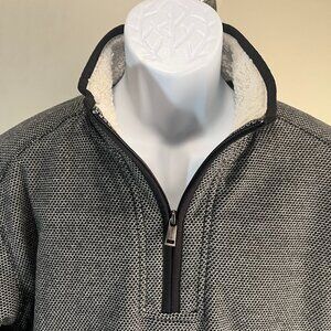 Orvis Men's gray and black sherpa lined 1/2 zip pullover Jacket Medium M EUC